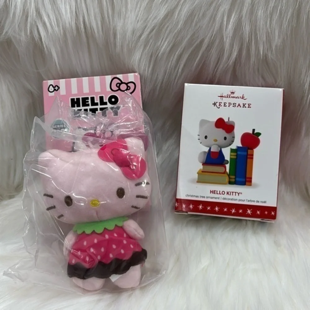 NEW HELLO KITTY Christmas ornaments plush hallmark 2016 keepsake lot of 2 - Picture 1 of 1